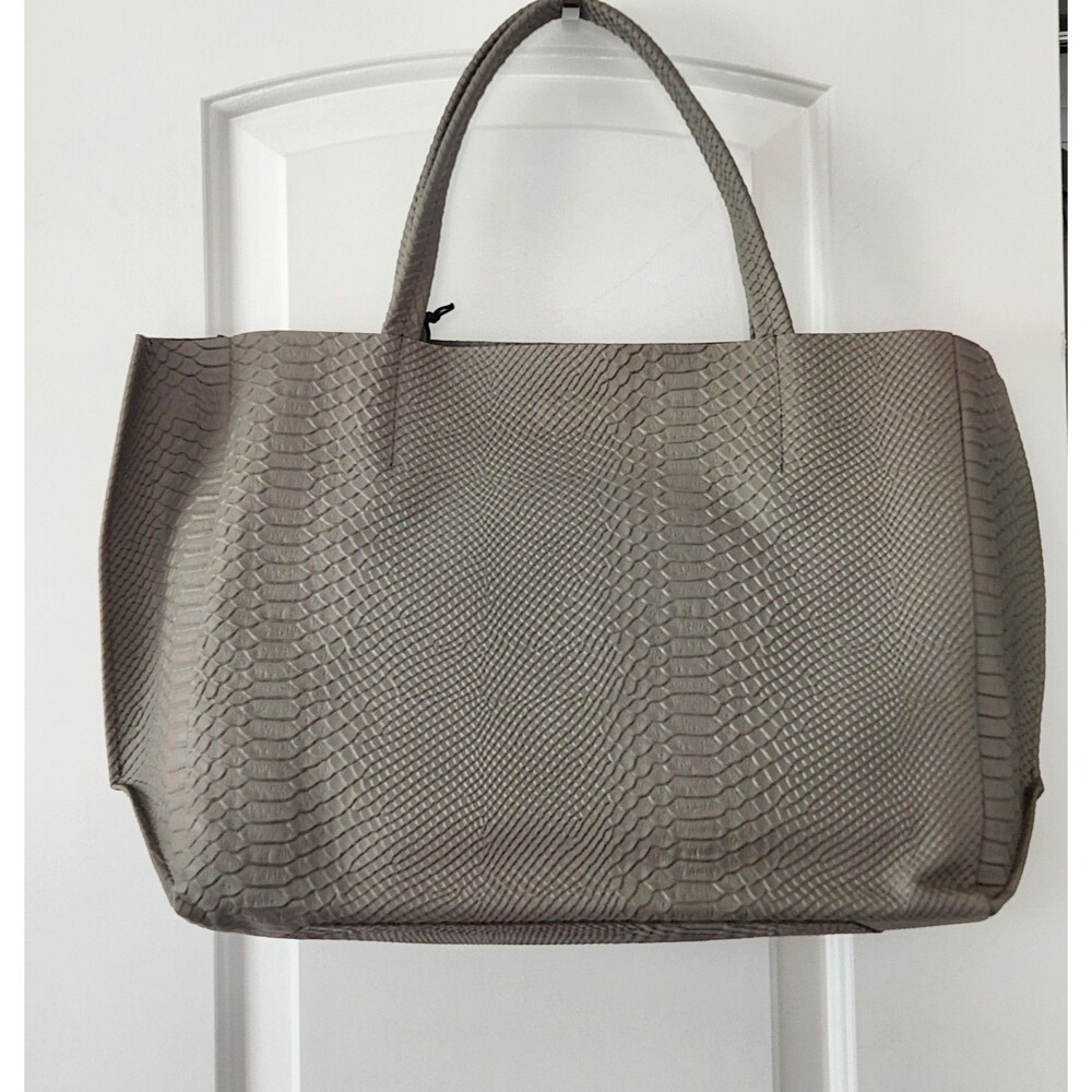 Ampersand As Apostrophe XL Taupe Python 100% Leather Tote - NWT - Picture 3 of 15